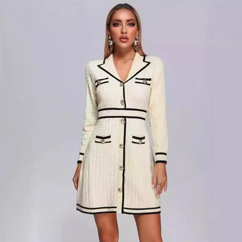 Women's Sheath Dress Elegant Turndown Button Long Sleeve Plaid Above Knee Daily