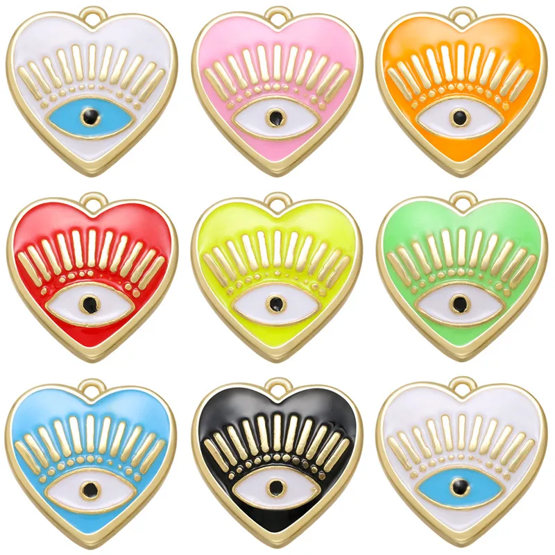 IG Style Heart Shape Eye Brass Enamel Jewelry Accessories