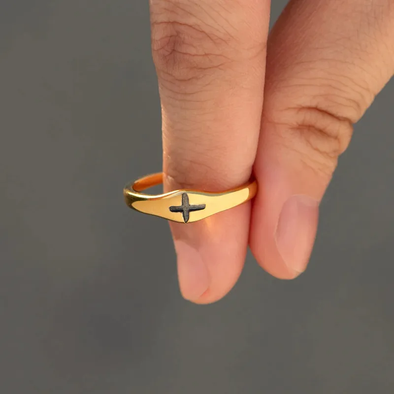 Simple Style Cross 925 Sterling Silver Epoxy Plating Women's Rings