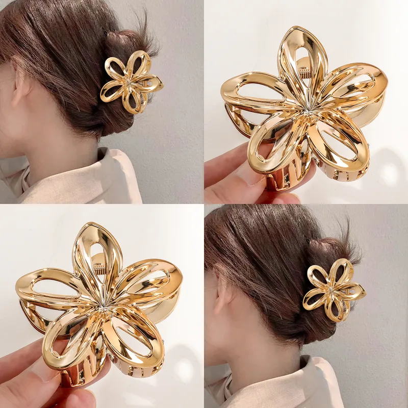 Women's Casual Elegant Lady Flower Plastic Resin Hair Claws