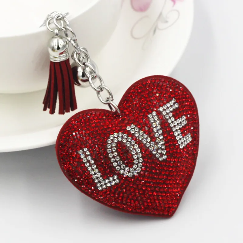 Glam Sweet Letter Heart Shape Flannel Women's Keychain