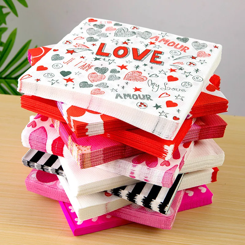 Valentine'S Day Romantic Love Heart Shape Virgin Wood Pulp Party Supplies Tableware