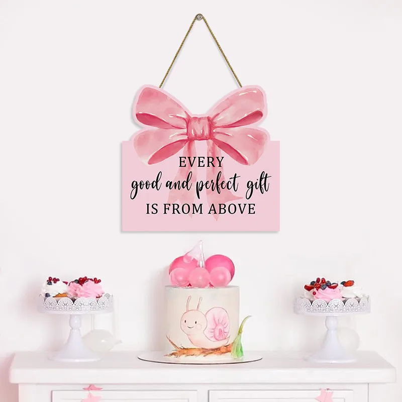 Sweet Letter Bow Knot Wood Pendant