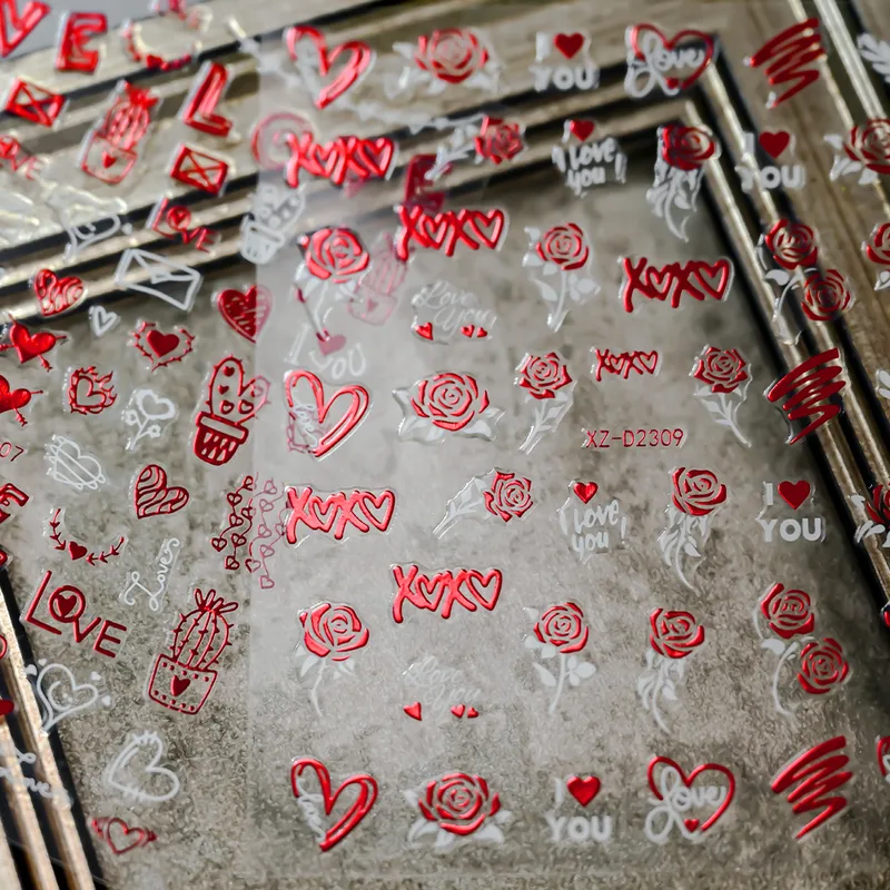 Romantic Heart Shape PVC Nail Decoration Accessories