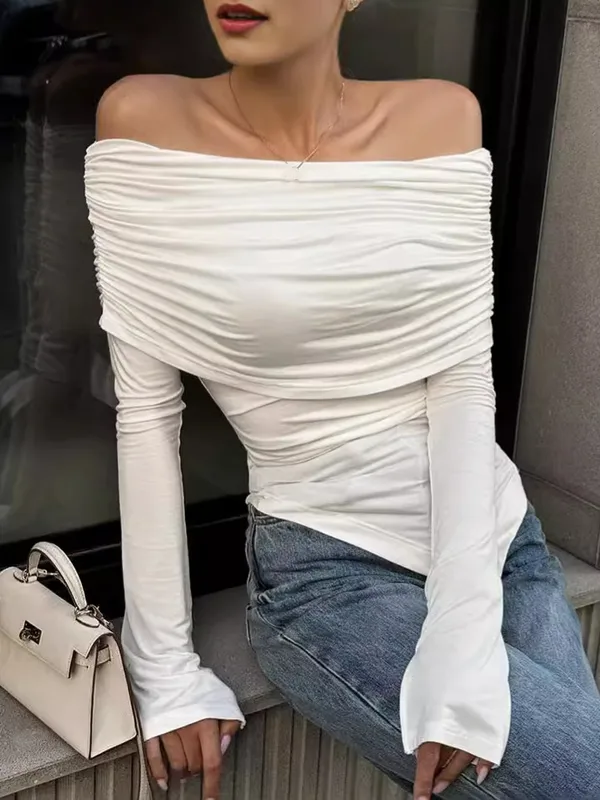 Women's T-shirt Long Sleeve T-Shirts Vacation Simple Style Solid Color