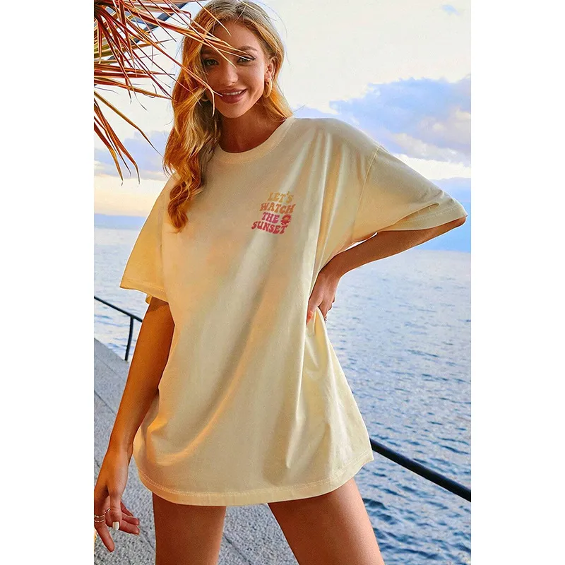 Women's T-shirt Short Sleeve T-Shirts Casual Letter
