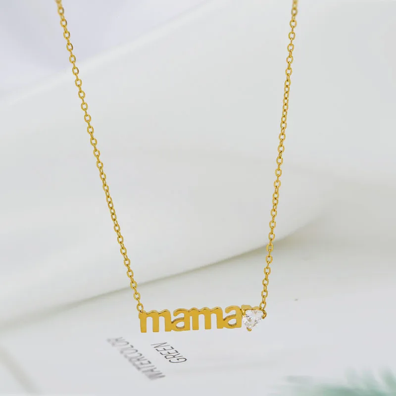 Basic Simple Style Letter Titanium Steel Plating Mother'S Day Women's Pendant Necklace