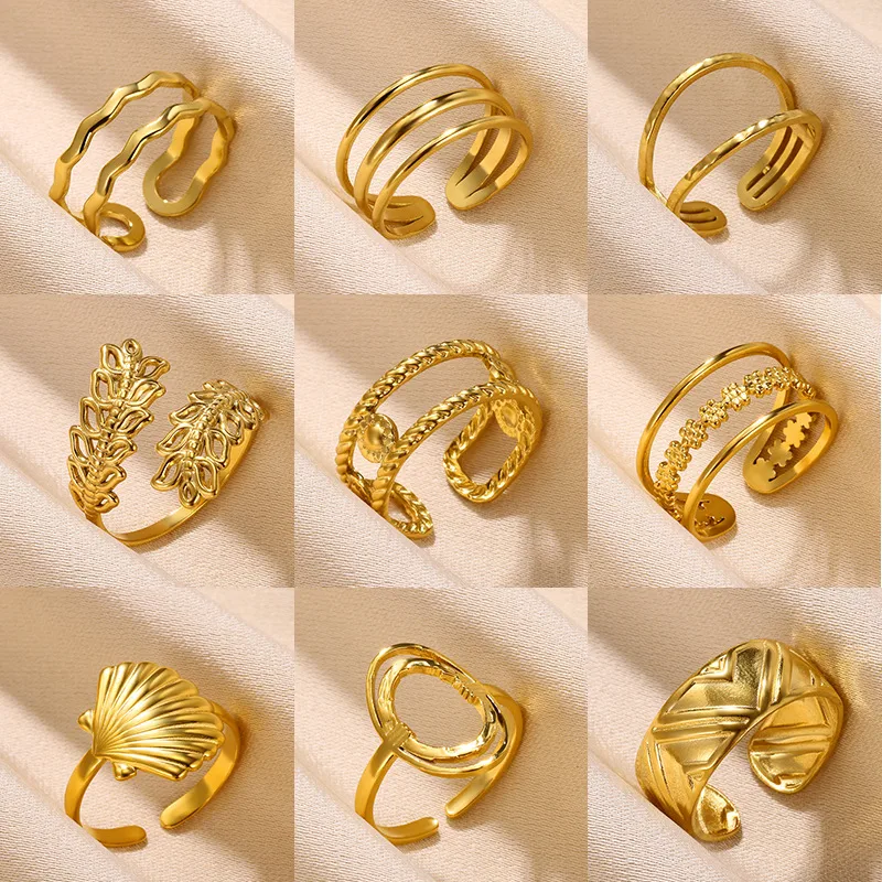 Vintage Style Simple Style Geometric 304 Stainless Steel Plating Unisex Open Rings