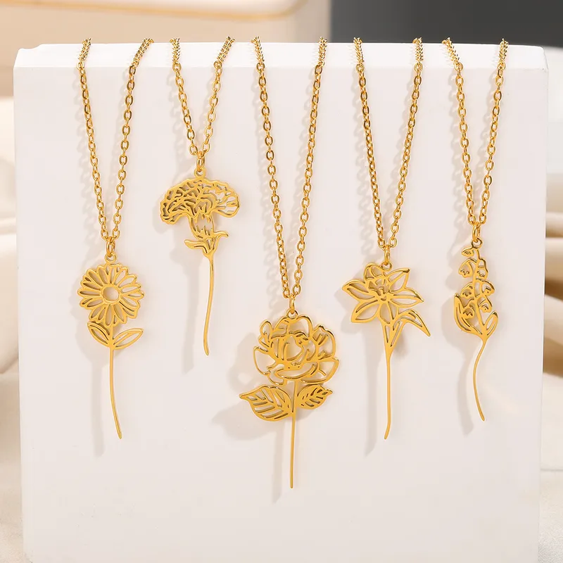 Casual Elegant Flower 304 Stainless Steel Plating Unisex Pendant Necklace