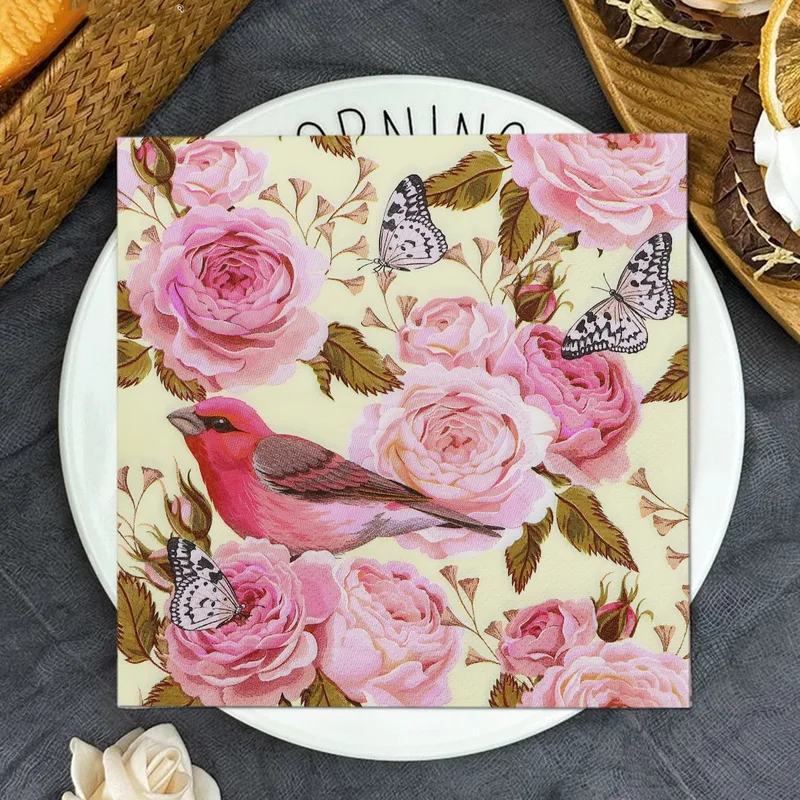 Elegant Flower Butterfly Virgin Wood Pulp Napkins
