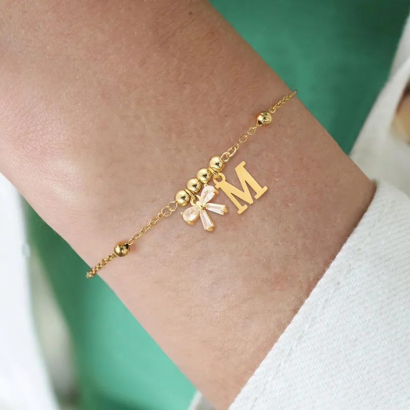 Simple Style Letter Bow Knot 201 Stainless Steel 304 Stainless Steel Copper Women's Bracelets