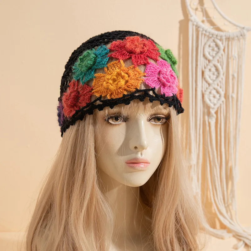 Women's Elegant Flower Eaveless Wool Cap