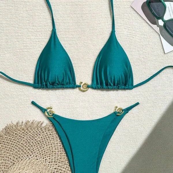 Women's Solid Color 2 Pieces Set Swimwear