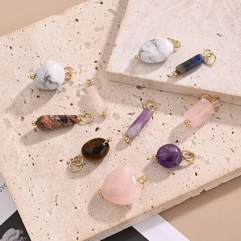 Casual Handmade Simple Style Marble Simple Solid Color 304 Stainless Steel Natural Stone Handmade Polishing Turquoise Amethyst  Tiger Eye Jewelry Accessories