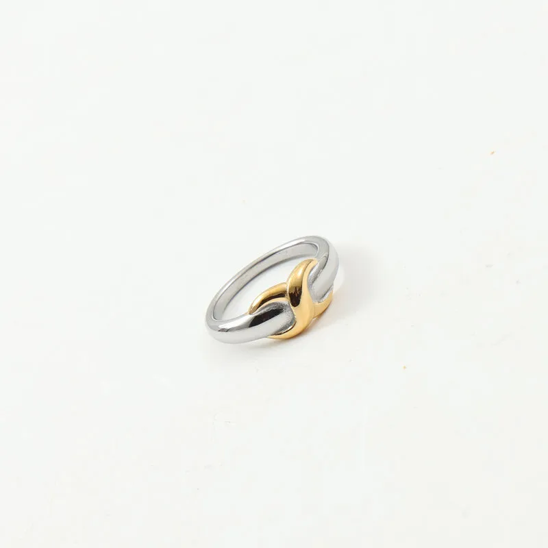 Simple Style Geometric Titanium Steel Mixed Metal 18K Gold Plated Women's Rings