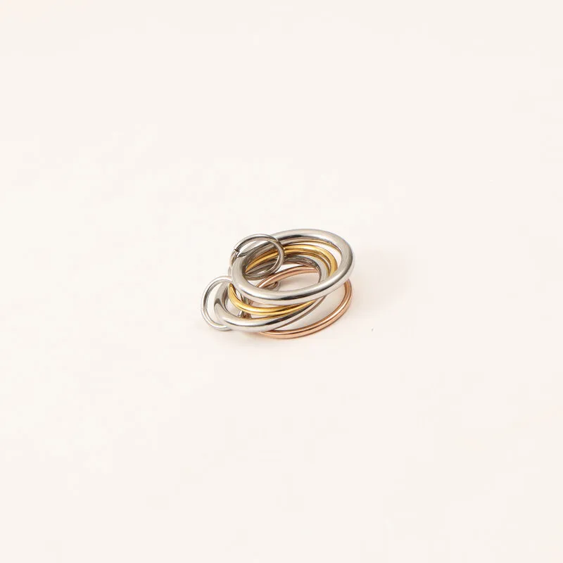 Simple Style Geometric Titanium Steel Mixed Metal 18K Gold Plated Women's Rings