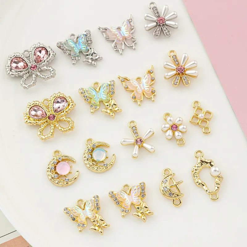 IG Style Flower Butterfly Alloy Plating Inlay Artificial Pearls Rhinestones Jewelry Accessories
