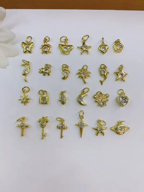 Casual Vacation Cross Planet Heart Shape Copper Polishing Inlay Zircon 18K Gold Plated Jewelry Accessories