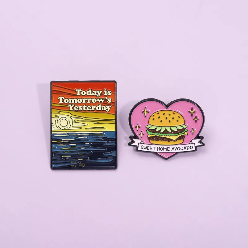 Streetwear Letter Hamburger Alloy Stoving Varnish Unisex Brooches
