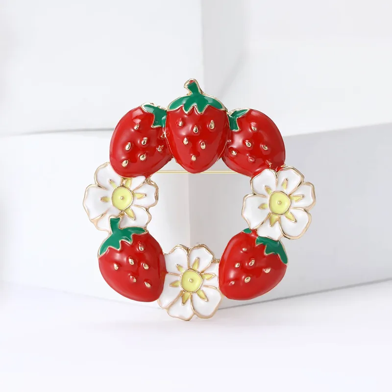 Sweet Strawberry Alloy Enamel Women's Brooches