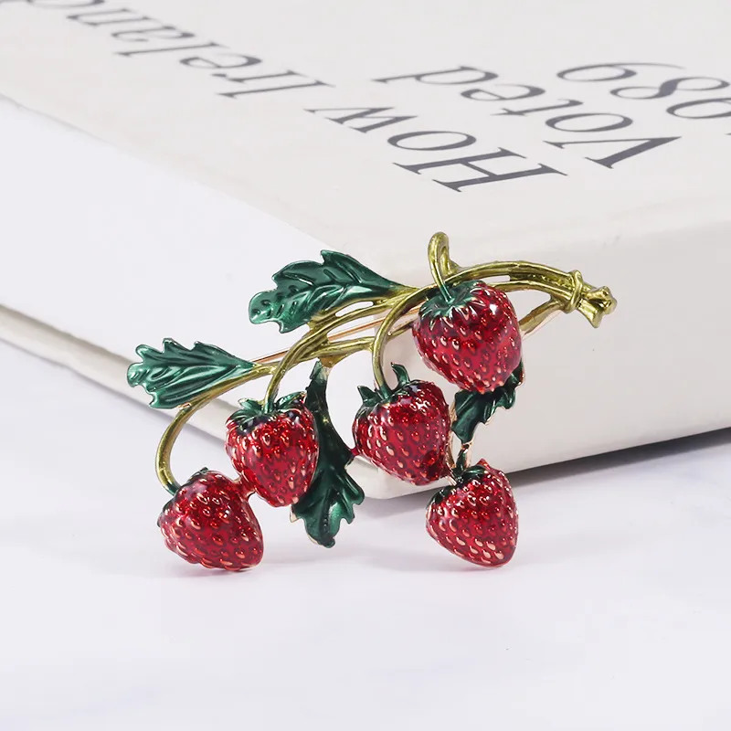 Sweet Simple Style Strawberry Alloy Enamel Women's Brooches