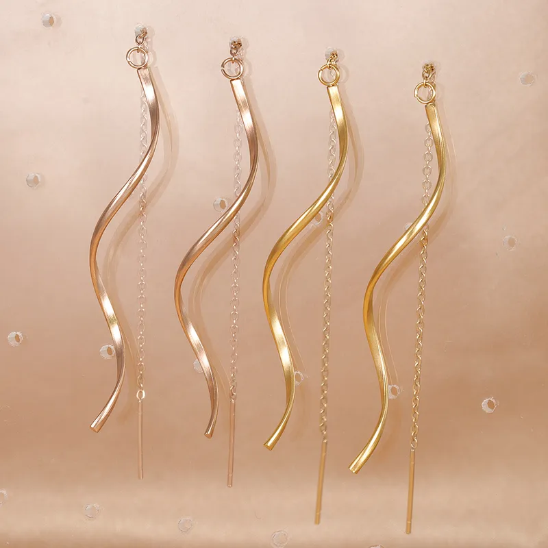 1 Pair Simple Style Waves 304 Stainless Steel Drop Earrings