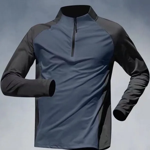 Half Zipper Training Wear Men's Quick Drying Clothes Long Sleeve Spring And Autumn Summer Sports Track And Field Exercise Running T-shirt