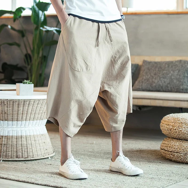 Chinese Style Cotton Low-Grade Baggy Pants Wide Leg Pants Non-Fading Non-Shrinking 3618