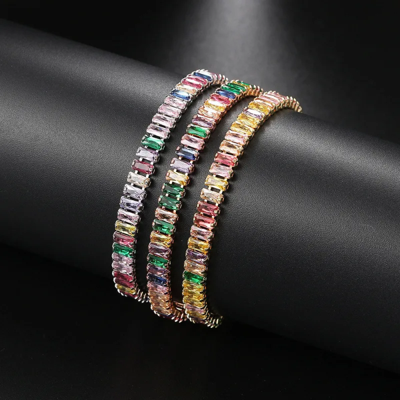 IG Style Geometric Copper Inlay Zircon 14K Gold Plated Women's Bracelets