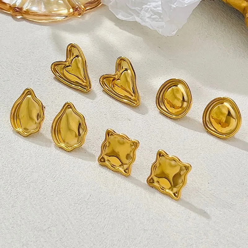 1 Pair Modern Style Classic Style Water Droplets Heart Shape Plating 304 Stainless Steel Ear Studs