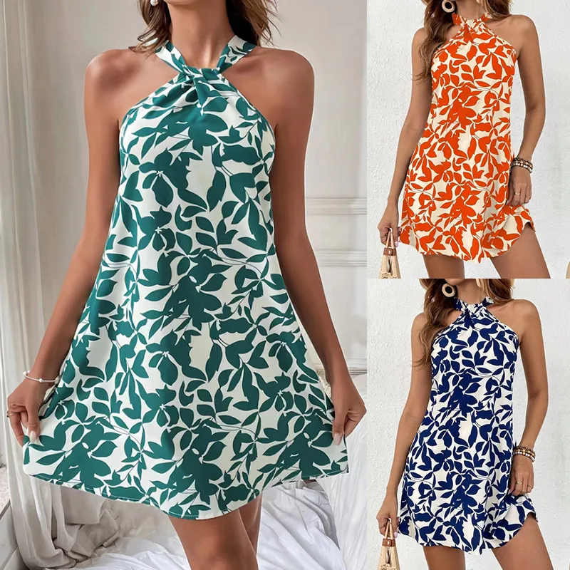 Women's Irregular Skirt Elegant Sexy Streetwear Halter Neck Sleeveless Leaf Above Knee Holiday Daily Selfie