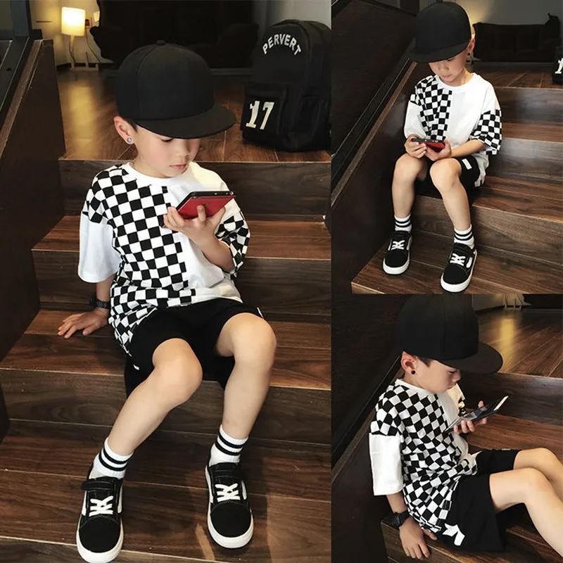 Boy'S Casual Simple Style Streetwear Checkered Cotton