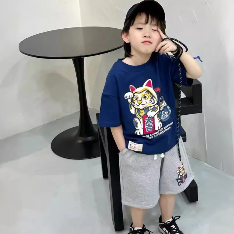 Boy'S Casual Streetwear Cartoon Cotton
