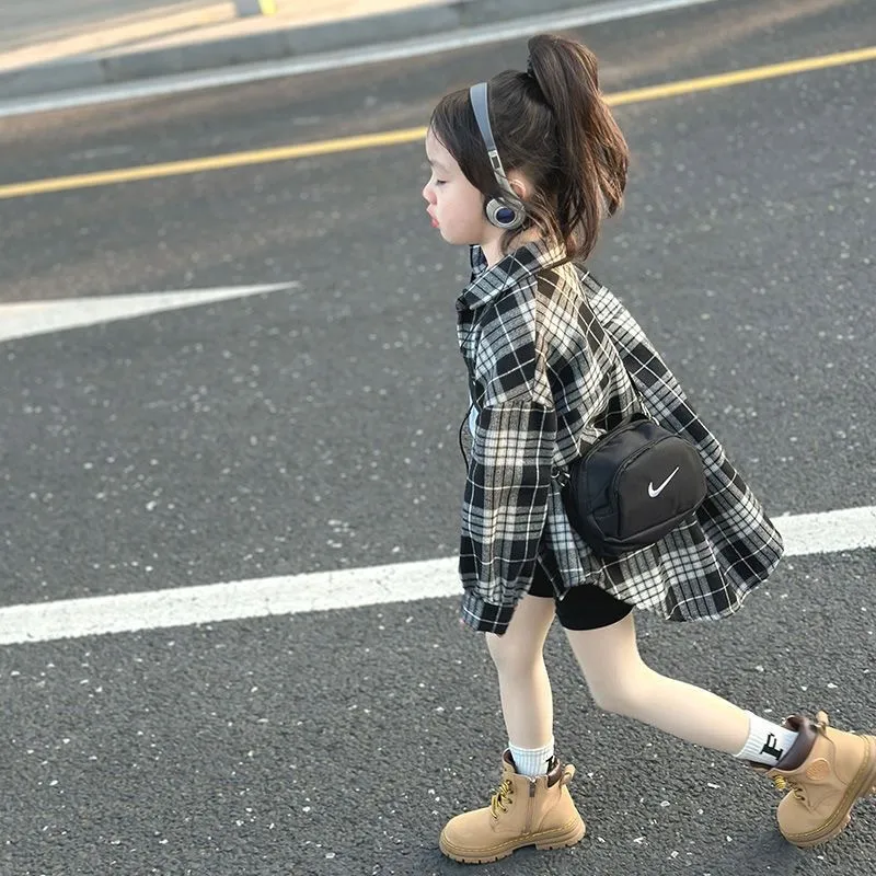 Girl'S Classic Style Checkered Cotton
