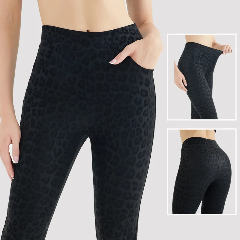Simple Style Leopard Pu Polyester Active Bottoms Leggings