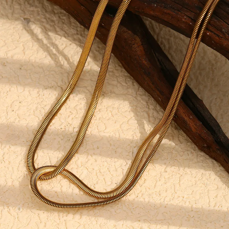 Vintage Style Geometric 304 Stainless Steel 18K Gold Plated Women's Double Layer Necklaces