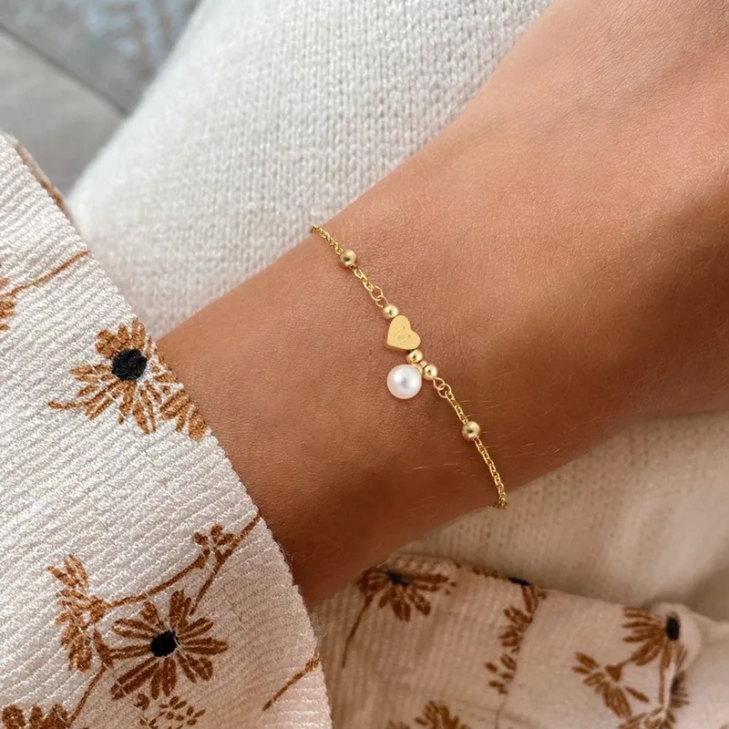 Elegant Simple Style Classic Style Letter Heart Shape 201 Stainless Steel 304 Stainless Steel Artificial Pearl Women's Bracelets