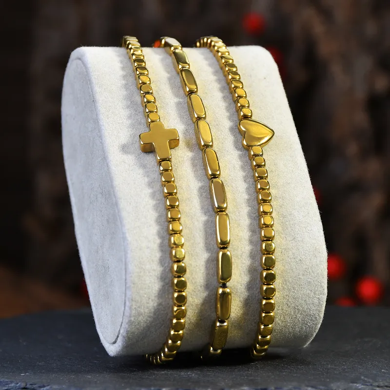 Simple Style Cross Heart Shape Alloy Unisex Bracelets