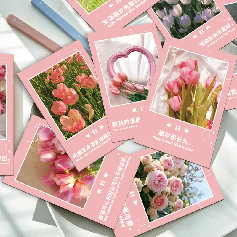 A Set Of 10 Sheets Letter Flower Daily Selfie Paper Card Romantic Sweet