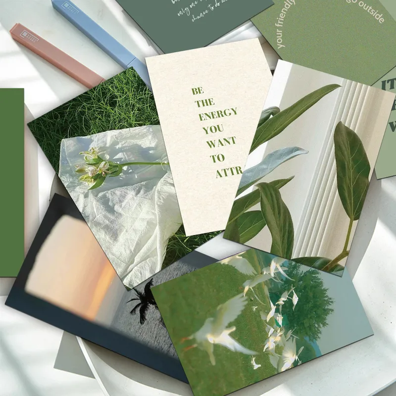 A Set Of 10 Sheets Letter Plant Bird Daily Selfie Paper Card Simple Style
