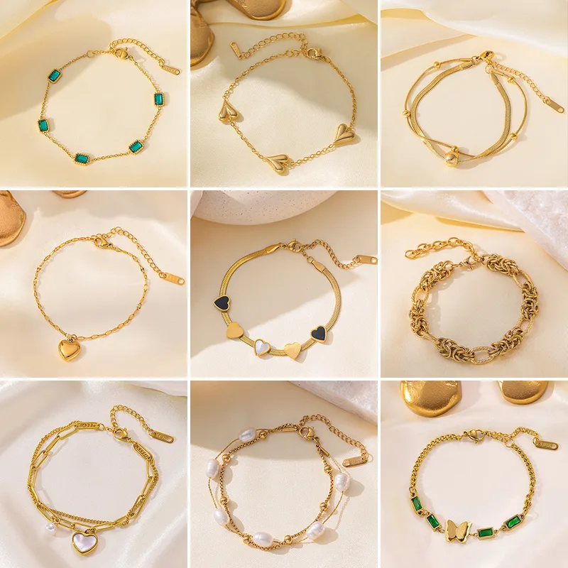 Elegant Modern Style Heart Shape Butterfly Titanium Steel Plating Zircon Women's Bracelets