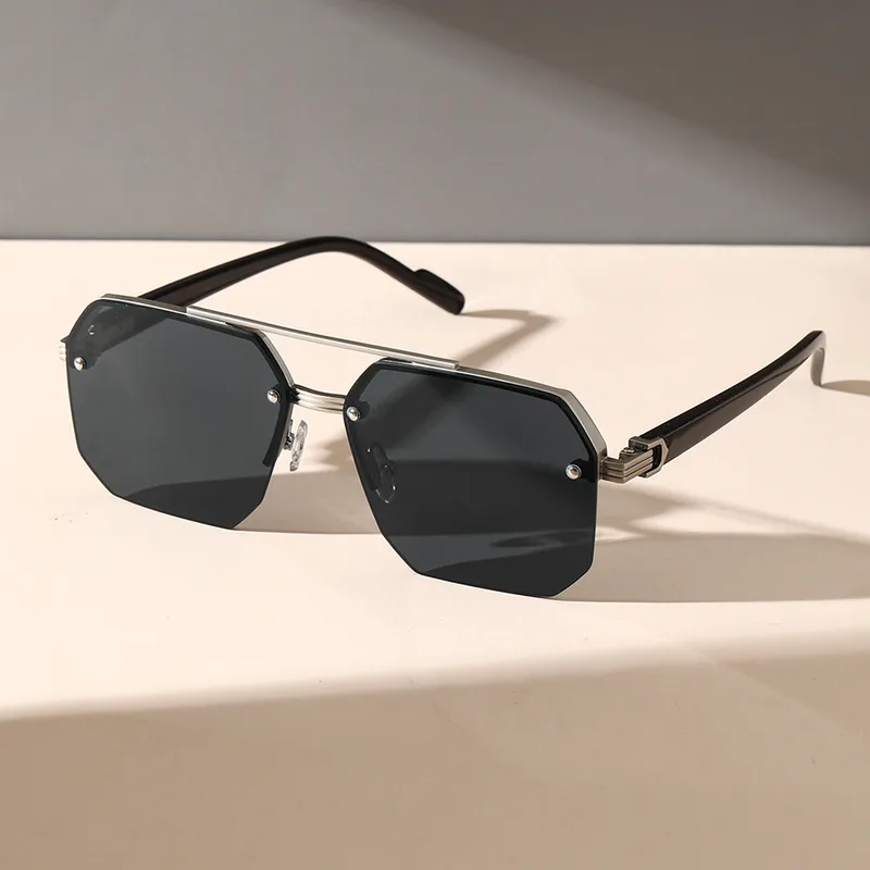 Elegant Simple Style Gradient Color Solid Color Pc Square Half Frame Glasses