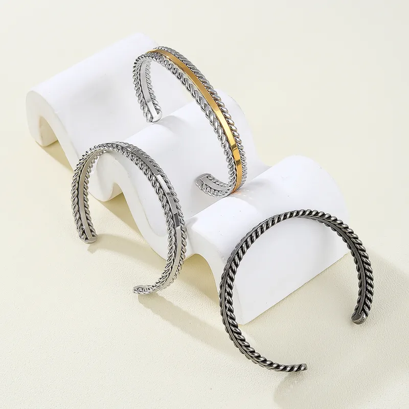 Casual Hip-Hop Twist Stainless Steel Mixed Metal Plating Men's Bangle