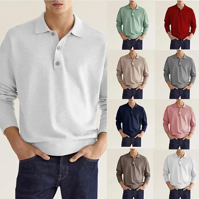 Men's Long Sleeve Basic Solid Color