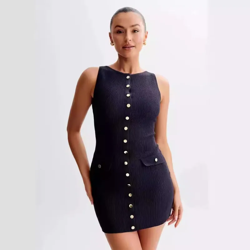 Women's Sheath Dress Casual Elegant Streetwear Round Neck Sleeveless Solid Color Above Knee Holiday Daily Selfie