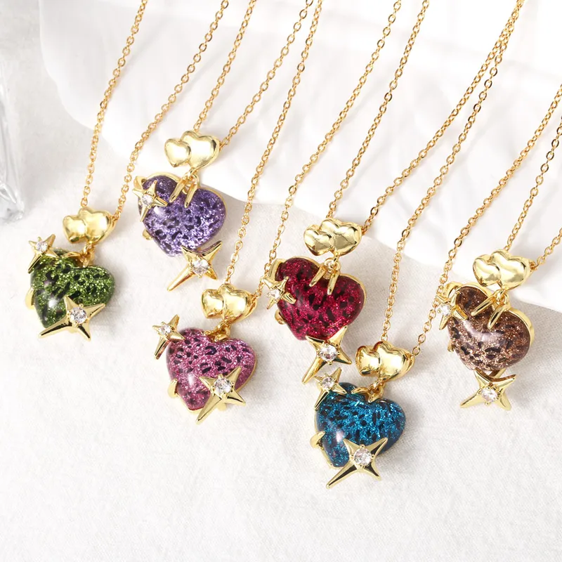 Modern Style Simple Style Star Heart Shape 201 Stainless Steel Copper 18K Gold Plated Women's Pendant Necklace