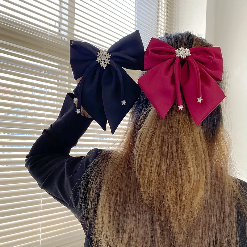 Women's IG Style Bow Knot Cloth Inlay Rhinestones Hair Clip
