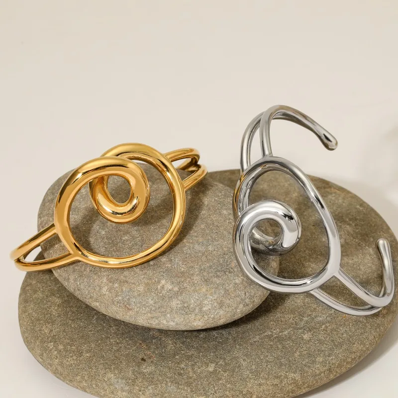 Simple Style Spiral 304 Stainless Steel Titanium Steel Women's Cuff Bracelets