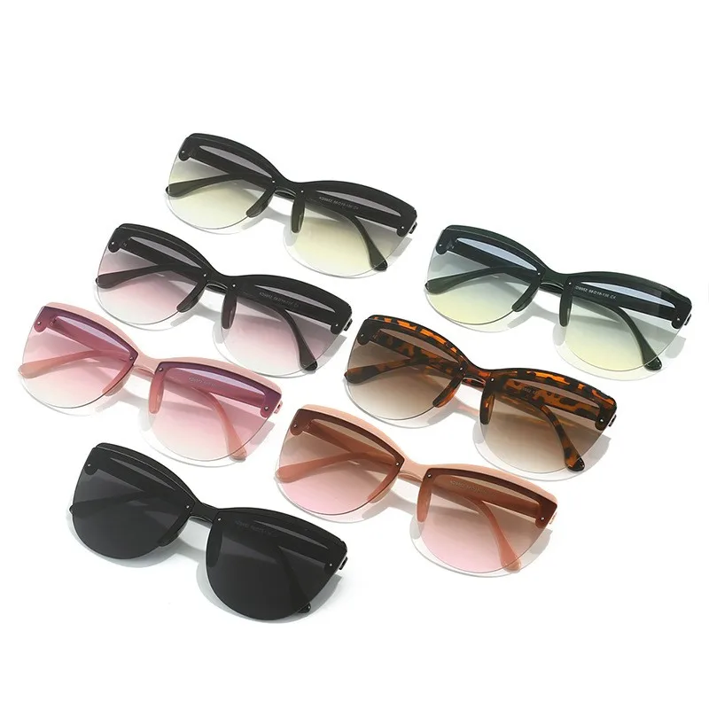Retro Ethnic Style Gradient Color Ac Cat Eye Half Frame Glasses