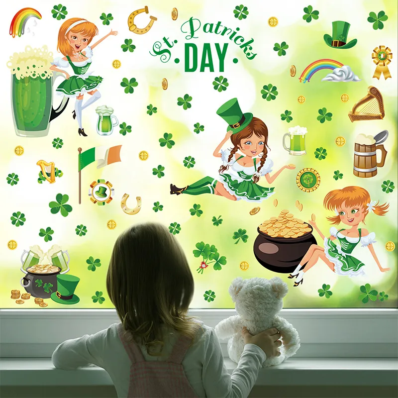 Cartoon Shamrock Human PVC Wall Art